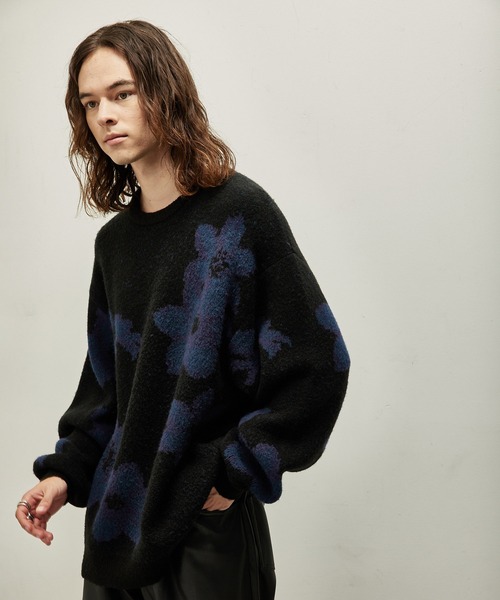 JUNRED(ジュンレッド)の「シャドーフラワージャガードニット(ニット/セーター・メンズ・ベージュ/レッド/ブルー・S/M/L)」の4枚目の写真