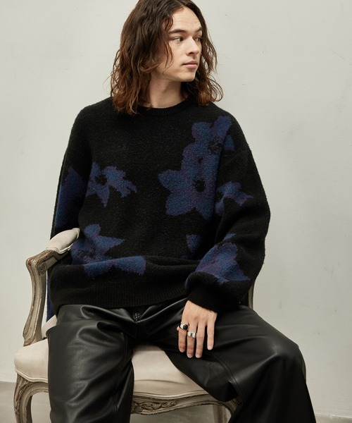 JUNRED(ジュンレッド)の「シャドーフラワージャガードニット(ニット/セーター・メンズ・ベージュ/レッド/ブルー・S/M/L)」の12枚目の写真