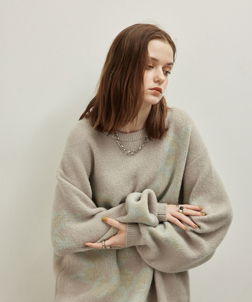 JUNRED(ジュンレッド)の「シャドーフラワージャガードニット(ニット/セーター・メンズ・ベージュ/レッド/ブルー・S/M/L)」の14枚目の写真