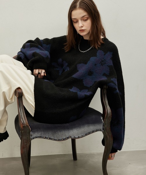 JUNRED(ジュンレッド)の「シャドーフラワージャガードニット(ニット/セーター・メンズ・ベージュ/レッド/ブルー・S/M/L)」の11枚目の写真