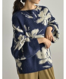 Re:EDIT | [2023A/W COLLECTION]起毛シャギーフラワージャガードボトルネックニットトップス(ニット/セーター)