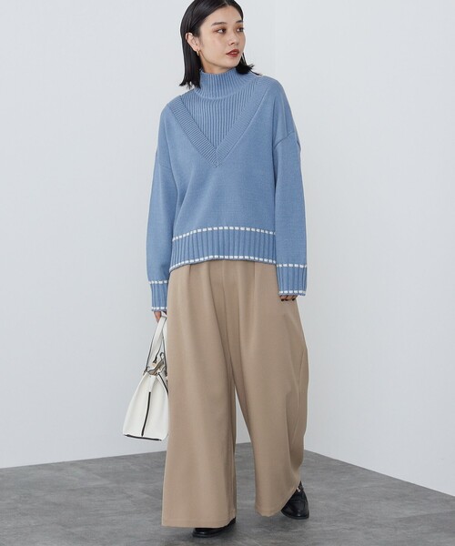 BEAMS HEART(ビームスハート)の「BEAMS HEART / Vネックニット × リブケープ セット【セットアイテム】(ニット/セーター・レディース・ブルー/ブラウン/ナチュラル・FREE)」の8枚目の写真