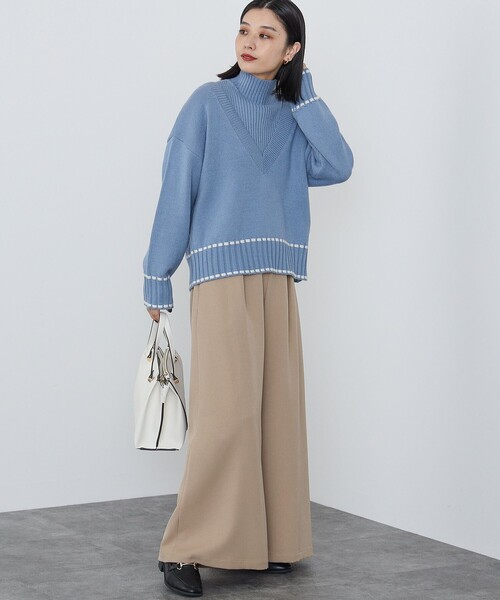 BEAMS HEART(ビームスハート)の「BEAMS HEART / Vネックニット × リブケープ セット【セットアイテム】(ニット/セーター・レディース・ブルー/ブラウン/ナチュラル・FREE)」の9枚目の写真