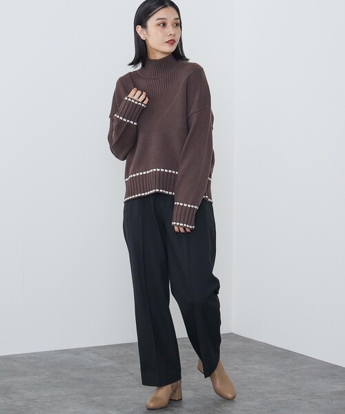 BEAMS HEART(ビームスハート)の「BEAMS HEART / Vネックニット × リブケープ セット【セットアイテム】(ニット/セーター・レディース・ブルー/ブラウン/ナチュラル・FREE)」の12枚目の写真