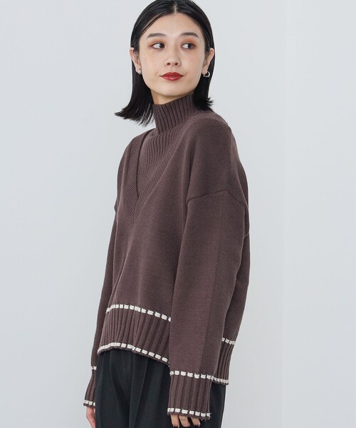 BEAMS HEART(ビームスハート)の「BEAMS HEART / Vネックニット × リブケープ セット【セットアイテム】(ニット/セーター・レディース・ブルー/ブラウン/ナチュラル・FREE)」の15枚目の写真