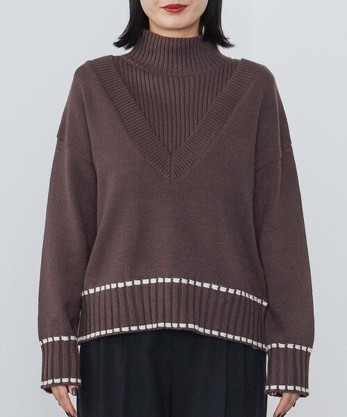 BEAMS HEART(ビームスハート)の「BEAMS HEART / Vネックニット × リブケープ セット【セットアイテム】(ニット/セーター・レディース・ブルー/ブラウン/ナチュラル・FREE)」の16枚目の写真