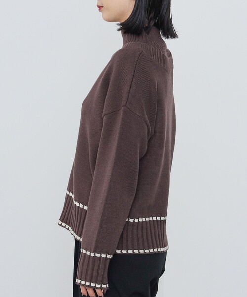BEAMS HEART(ビームスハート)の「BEAMS HEART / Vネックニット × リブケープ セット【セットアイテム】(ニット/セーター・レディース・ブルー/ブラウン/ナチュラル・FREE)」の17枚目の写真