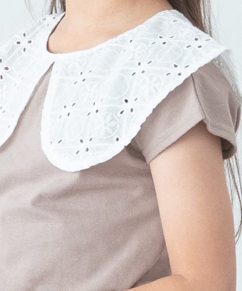 pairmanon（ペアマノン）の「【なめらか肌触り】刺繍レース襟付きTシャツ（シャツ/ブラウス・キッズ・アイボリー/グレイッシュベージュ/ブラック・140/150/110/100/90/120/130）」の8枚目の写真