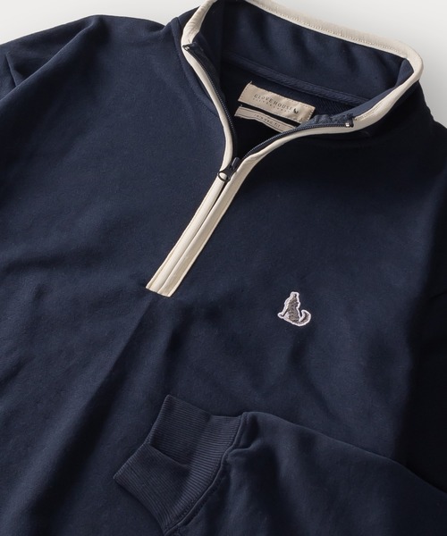 GLOVE HOUSE（グローブハウス）の「WOLFワンポイント刺繍ハーフジップスウェット/パイピング/オーバーサイズ/ユニセックス（スウェット・メンズ・ホワイト系その他/アッシュグレー/ネイビー/ホワイト/ブルー・M/L）」の4枚目の写真