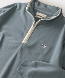 WOLFワンポイント刺繍ハーフジップスウェット/パイピング/オーバーサイズ/ユニセックス