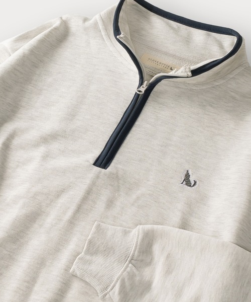 GLOVE HOUSE（グローブハウス）の「WOLFワンポイント刺繍ハーフジップスウェット/パイピング/オーバーサイズ/ユニセックス（スウェット・メンズ・ホワイト系その他/アッシュグレー/ネイビー/ホワイト/ブルー・M/L）」の3枚目の写真