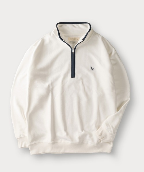 GLOVE HOUSE（グローブハウス）の「WOLFワンポイント刺繍ハーフジップスウェット/パイピング/オーバーサイズ/ユニセックス（スウェット・メンズ・ホワイト系その他/アッシュグレー/ネイビー/ホワイト/ブルー・M/L）」の6枚目の写真