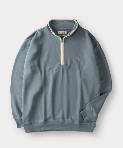 GLOVE HOUSE（グローブハウス）の「WOLFワンポイント刺繍ハーフジップスウェット/パイピング/オーバーサイズ/ユニセックス（スウェット・メンズ・ホワイト系その他/アッシュグレー/ネイビー/ホワイト/ブルー・M/L）」の7枚目の写真