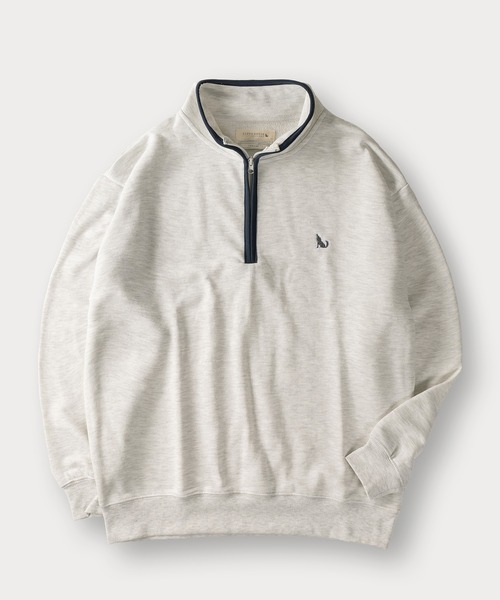 GLOVE HOUSE（グローブハウス）の「WOLFワンポイント刺繍ハーフジップスウェット/パイピング/オーバーサイズ/ユニセックス（スウェット・メンズ・ホワイト系その他/アッシュグレー/ネイビー/ホワイト/ブルー・M/L）」の9枚目の写真