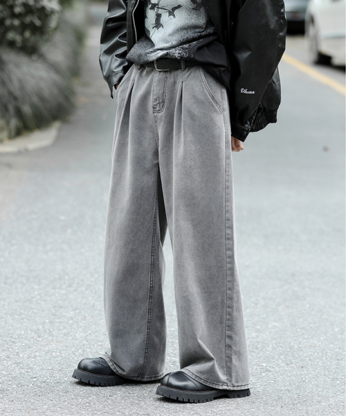 neos(ネオス)の「【neos -addictive design-】ワイドシルエット ビンテージ ウォッシュ加工 デニム パンツ(デニムパンツ・メンズ・サックスブルー/ブラック/ブラック系/インディゴブルー・SMALL/MEDIUM/LARGE)」の5枚目の写真