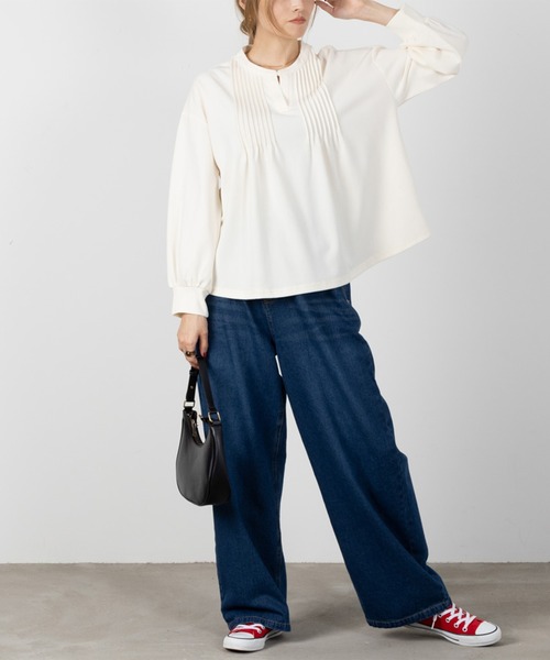 NAVY（ネイビー）の「NAVY ストレッチ ピンタックシャツ（シャツ/ブラウス・レディース・アイボリー/ブラック/キャメル・フリー）」の7枚目の写真