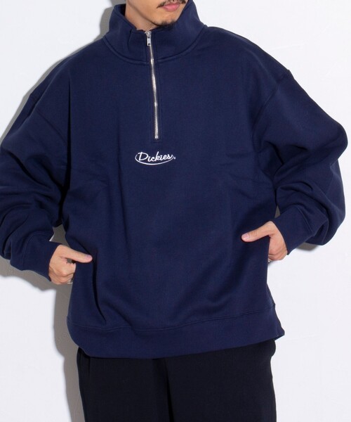 Dickies(ディッキーズ)の「【Dickies/ディッキーズ】ロゴ刺繍 ハーフジップスウェット(スウェット・メンズ・アイボリー/ダークブラウン/ネイビー・M/L/XL)」の9枚目の写真