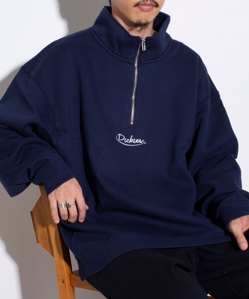 Dickies(ディッキーズ)の「【Dickies/ディッキーズ】ロゴ刺繍 ハーフジップスウェット(スウェット・メンズ・アイボリー/ダークブラウン/ネイビー・M/L/XL)」の17枚目の写真