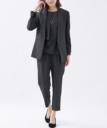 abahouse mavie | 【3点セットアップ/エニデイカセット】ノーカラージャケット＆バックフレアパンツセットアップ(セットアップ)