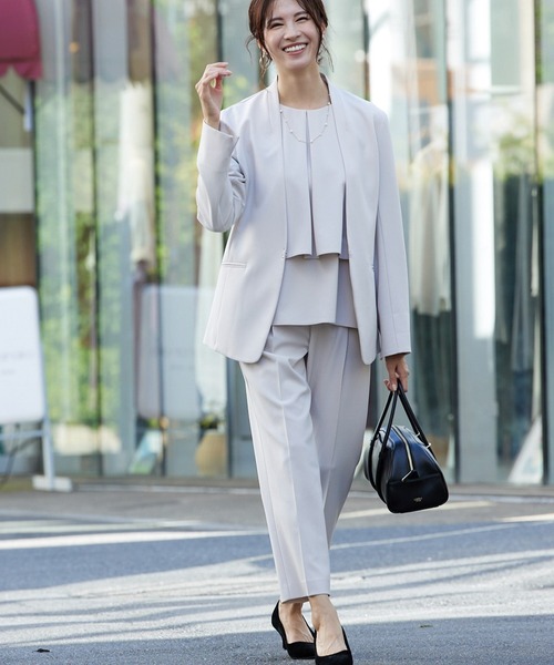 3点セットアップ/エニデイカセット】ノーカラージャケット＆バック