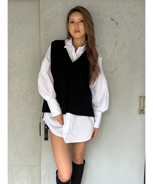 EGOIST（エゴイスト）の「ウエストタックデザインロングカフスシャツ（シャツ/ブラウス・レディース・ブラック/ホワイト・FREE）」の11枚目の写真