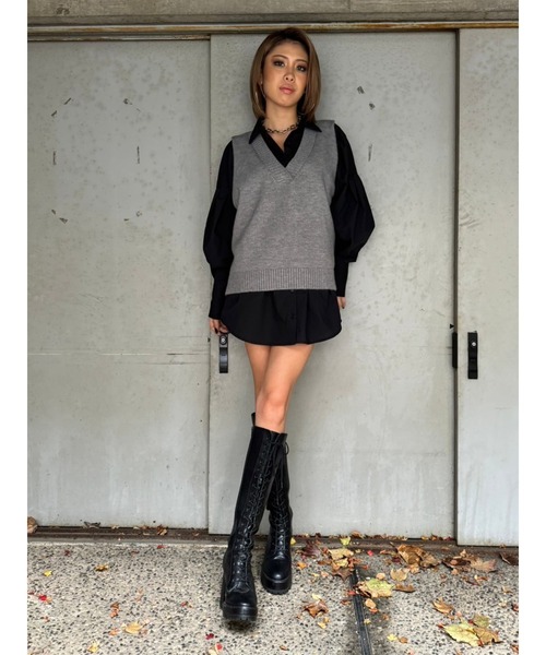 EGOIST（エゴイスト）の「ウエストタックデザインロングカフスシャツ（シャツ/ブラウス・レディース・ブラック/ホワイト・FREE）」の14枚目の写真