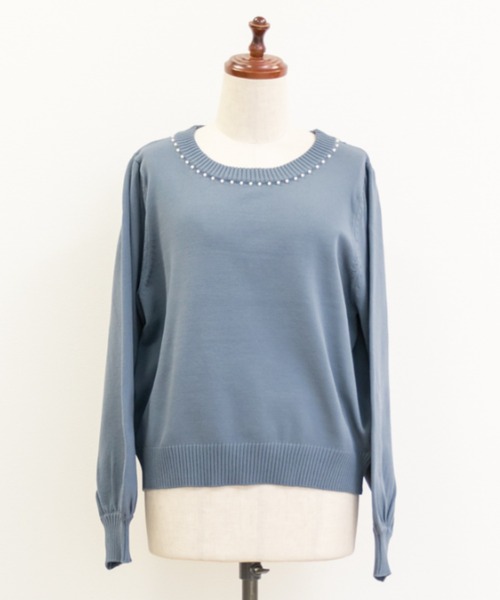 CLETTE(クレット)の「パール使いスポンジニット(ニット/セーター・レディース・ラベンダー/ブラック/ブルー・LL/3L/4L)」の18枚目の写真
