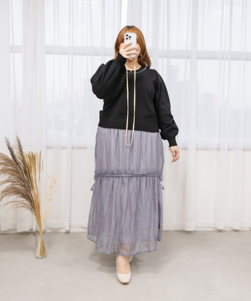 CLETTE(クレット)の「パール使いスポンジニット(ニット/セーター・レディース・ラベンダー/ブラック/ブルー・LL/3L/4L)」の22枚目の写真