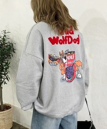 WolfDog刺しゅうルーズトレーナー