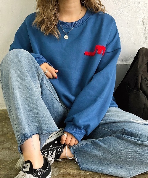 SHEENA（シーナ）の「WolfDog刺しゅうルーズトレーナー（スウェット・レディース・ブラック/パープル/イエロー/グレー/チャコールグレー/ブルー/グリーン・M）」の13枚目の写真