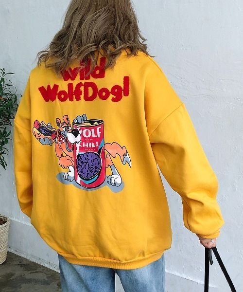SHEENA（シーナ）の「WolfDog刺しゅうルーズトレーナー（スウェット・レディース・ブラック/パープル/イエロー/グレー/チャコールグレー/ブルー/グリーン・M）」の15枚目の写真