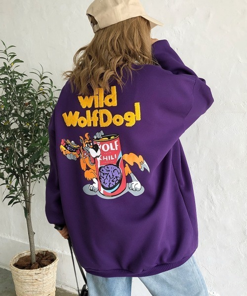SHEENA（シーナ）の「WolfDog刺しゅうルーズトレーナー（スウェット・レディース・ブラック/パープル/イエロー/グレー/チャコールグレー/ブルー/グリーン・M）」の16枚目の写真