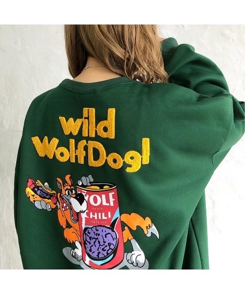 SHEENA（シーナ）の「WolfDog刺しゅうルーズトレーナー（スウェット・レディース・ブラック/パープル/イエロー/グレー/チャコールグレー/ブルー/グリーン・M）」の17枚目の写真