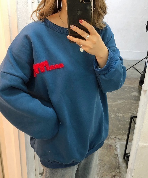 SHEENA（シーナ）の「WolfDog刺しゅうルーズトレーナー（スウェット・レディース・ブラック/パープル/イエロー/グレー/チャコールグレー/ブルー/グリーン・M）」の20枚目の写真