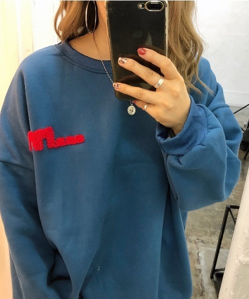 SHEENA（シーナ）の「WolfDog刺しゅうルーズトレーナー（スウェット・レディース・ブラック/パープル/イエロー/グレー/チャコールグレー/ブルー/グリーン・M）」の21枚目の写真