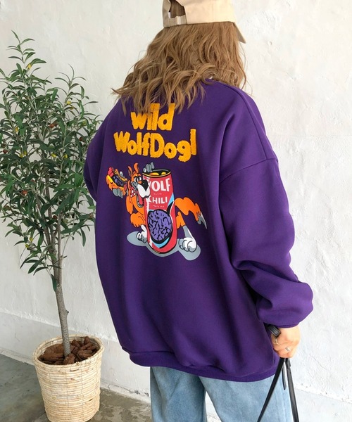 セール】WolfDog刺しゅうルーズトレーナー（スウェット）｜SHEENA