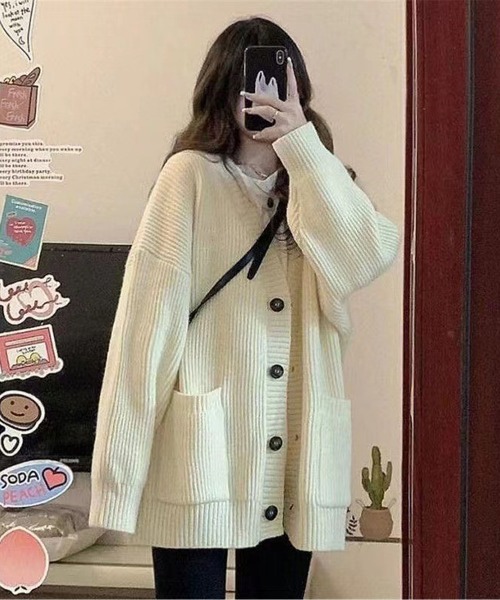 MAISON DE THERESE（メゾン ド テレーズ）の「ノーカラーボタン付きカーディガン（カーディガン/ボレロ・レディース・ブラウン/グレー/アイボリー・FREE）」の6枚目の写真