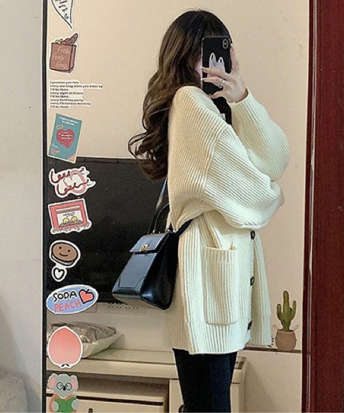 MAISON DE THERESE（メゾン ド テレーズ）の「ノーカラーボタン付きカーディガン（カーディガン/ボレロ・レディース・ブラウン/グレー/アイボリー・FREE）」の7枚目の写真