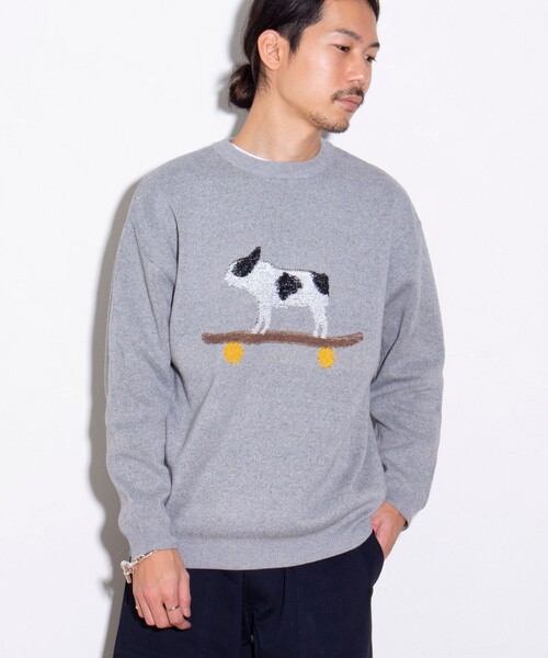 GLOSTER（グロスター）の「【GLOSTER/グロスター】フレンチブルドッグ ジャガードニットプルオーバー（ニット/セーター・メンズ・ブラウン/グレー/ブルー・S/M/L）」の10枚目の写真