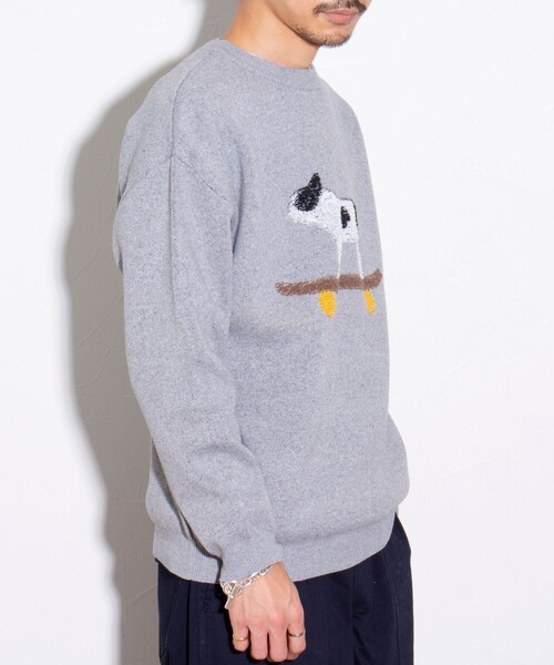 GLOSTER（グロスター）の「【GLOSTER/グロスター】フレンチブルドッグ ジャガードニットプルオーバー（ニット/セーター・メンズ・ブラウン/グレー/ブルー・S/M/L）」の4枚目の写真