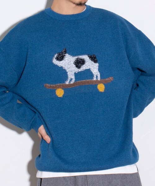 GLOSTER（グロスター）の「【GLOSTER/グロスター】フレンチブルドッグ ジャガードニットプルオーバー（ニット/セーター・メンズ・ブラウン/グレー/ブルー・S/M/L）」の20枚目の写真
