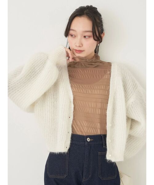 セール】ジャガードシャーリングシアートップス（Tシャツ