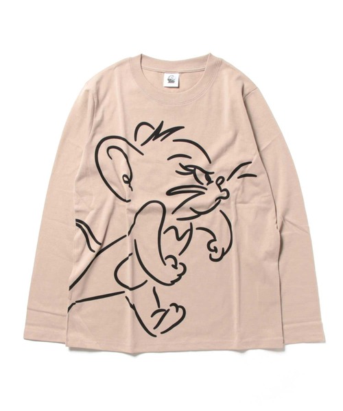 Tom&Jerry(トムアンドジェリー)の「【公式】トムとジェリー 天竺ロングTシャツ(Tシャツ/カットソー・レディース・ブルー/ライトグレー/オレンジ/ベージュ・M/L)」の3枚目の写真