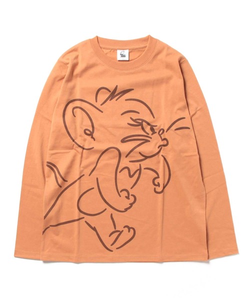 Tom&Jerry(トムアンドジェリー)の「【公式】トムとジェリー 天竺ロングTシャツ(Tシャツ/カットソー・レディース・ブルー/ライトグレー/オレンジ/ベージュ・M/L)」の1枚目の写真