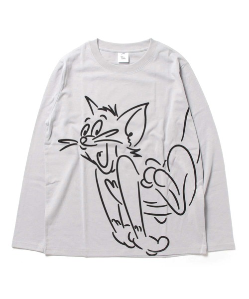 Tom&Jerry(トムアンドジェリー)の「【公式】トムとジェリー 天竺ロングTシャツ(Tシャツ/カットソー・レディース・ブルー/ライトグレー/オレンジ/ベージュ・M/L)」の2枚目の写真