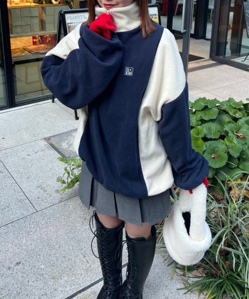 nemne store(ネンネストア)の「【低身長用サイズ&メンズサイズ登場!】配色フリースハーフジッププルオーバー(その他トップス・レディース・ネイビー/ピンク/アイボリー/ボルドー・SMALL/MEDIUM/LARGE)」の12枚目の写真
