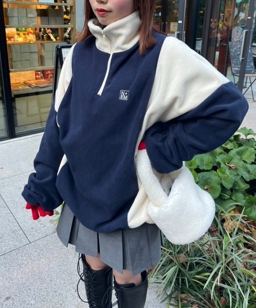 nemne store(ネンネストア)の「【低身長用サイズ&メンズサイズ登場!】配色フリースハーフジッププルオーバー(その他トップス・レディース・ネイビー/ピンク/アイボリー/ボルドー・SMALL/MEDIUM/LARGE)」の13枚目の写真