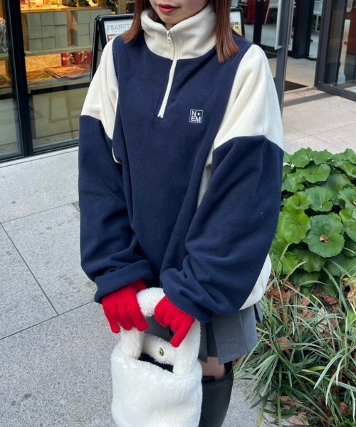 nemne store(ネンネストア)の「【低身長用サイズ&メンズサイズ登場!】配色フリースハーフジッププルオーバー(その他トップス・レディース・ネイビー/ピンク/アイボリー/ボルドー・SMALL/MEDIUM/LARGE)」の14枚目の写真