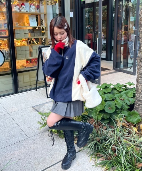 nemne store(ネンネストア)の「【低身長用サイズ&メンズサイズ登場!】配色フリースハーフジッププルオーバー(その他トップス・レディース・ネイビー/ピンク/アイボリー/ボルドー・SMALL/MEDIUM/LARGE)」の17枚目の写真