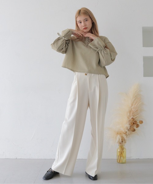 CLEIO（クレイオ）の「【CLEIO】袖リボンタックブラウス/SLEEVE TUCK BLOUSE/980-11616（シャツ/ブラウス・レディース・グレー/アイボリー/ベージュ・FREE）」の19枚目の写真